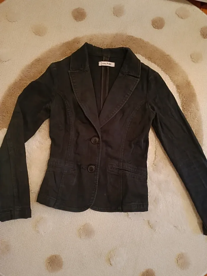 Veste noire cintrée en jean, ZARA taille S