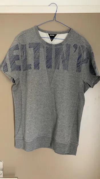 T-shirt molleton homme manches courtes gris L Meltin’ Pot
