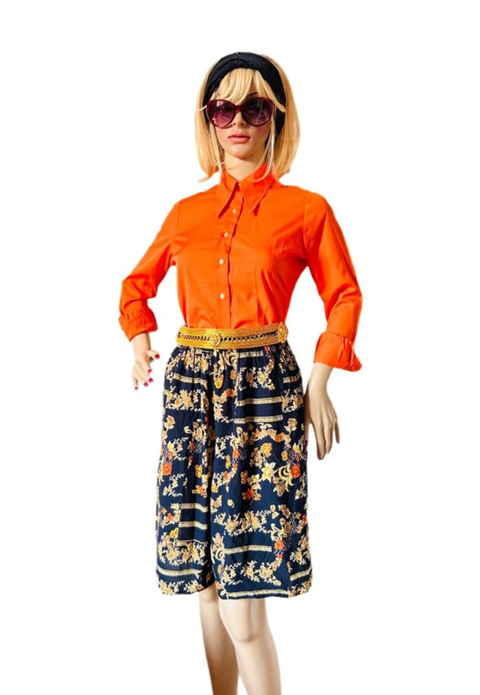 💙Short jupe Vintage 80s Bold Arty Retro Baroque wide-leg shorts🧡 - photo numéro 4