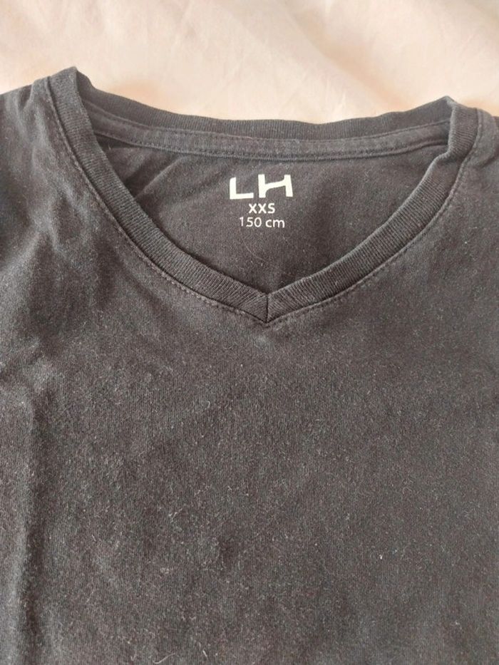 Tee shirt noir col V T11/12A - photo numéro 3