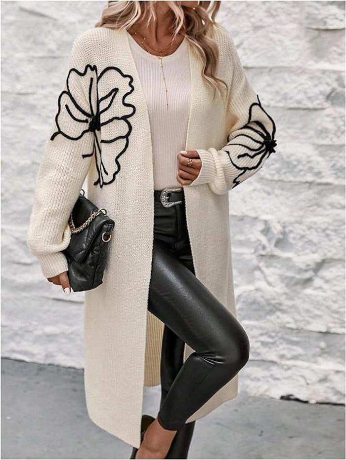 Cardigan long gilet maxi en grosses mailles pour femme - photo numéro 3