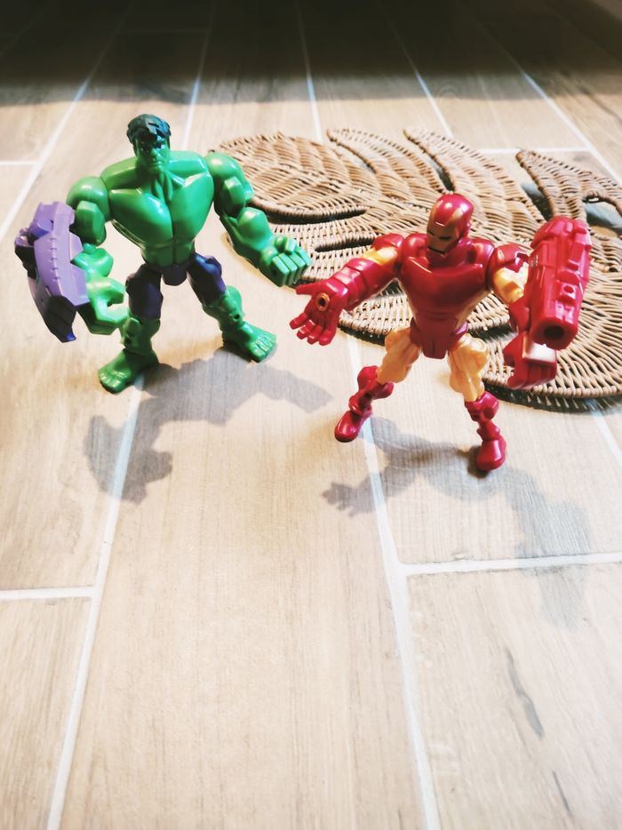 💫Lot de 2 figurines super hero mashers Iron Man et Hulk Avengers Marvel - photo numéro 4