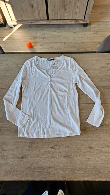 Blouse blanche à manches longues, avec boutons au col, Kiabi, L, neuf