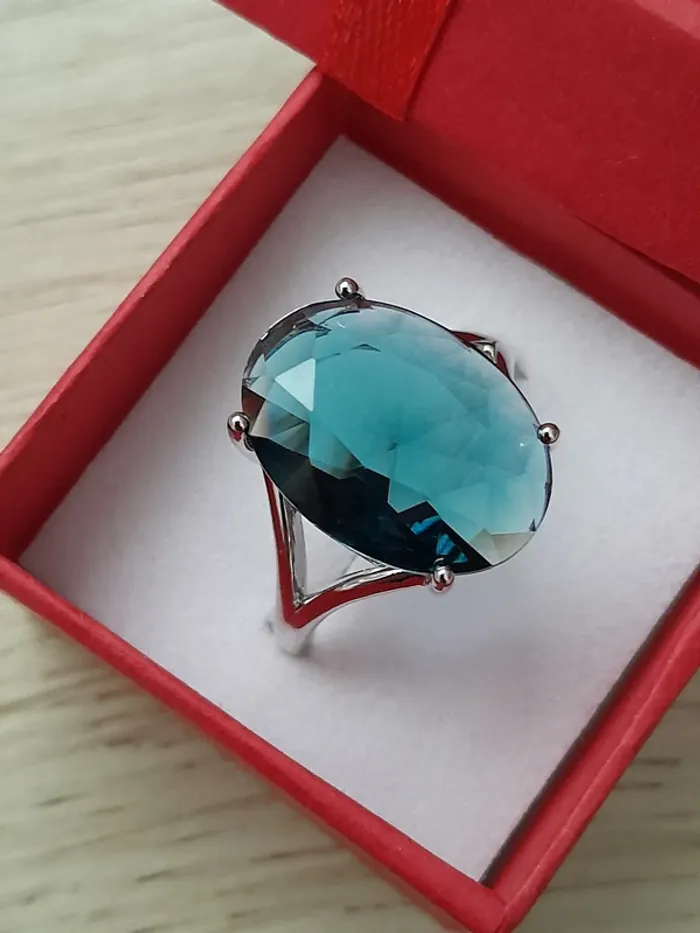 Bague avec grande pierre bleue, style Bohème, taille 60 - photo numéro 3