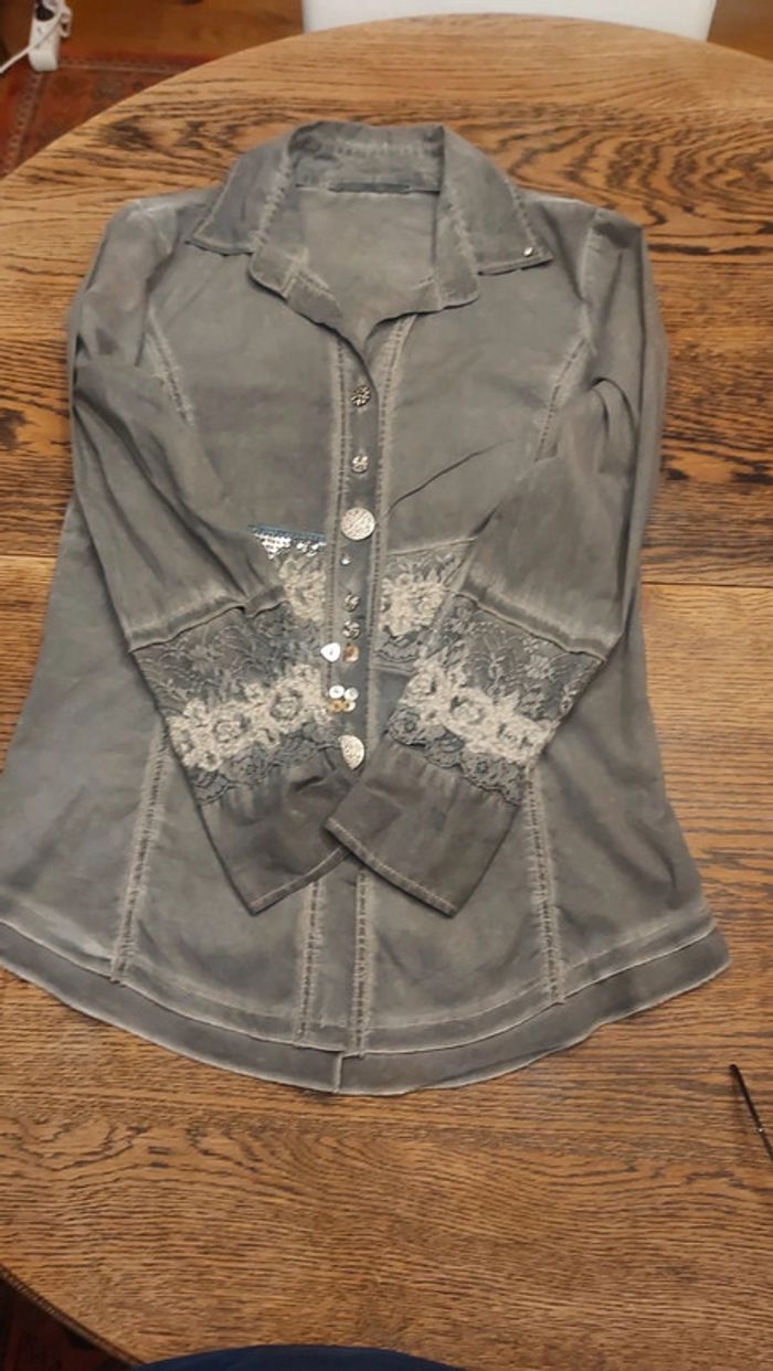 Chemise  chic gris Bottega t L - photo numéro 11