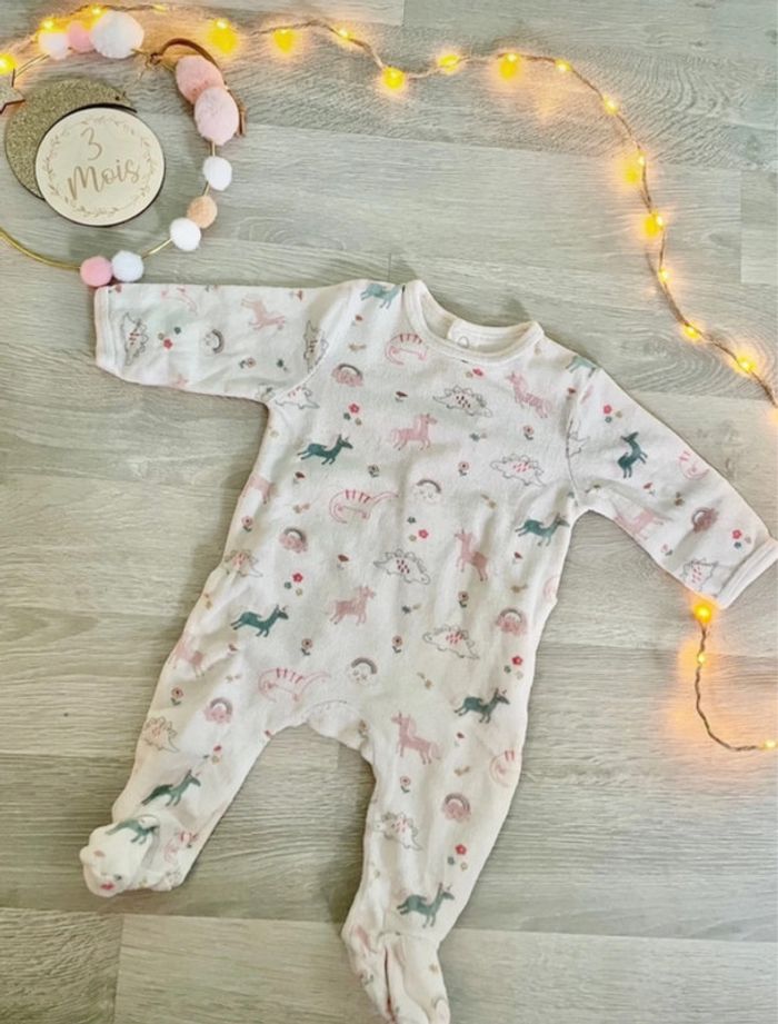 Lot de 5 pyjamas velours filles - 3 mois - photo numéro 2