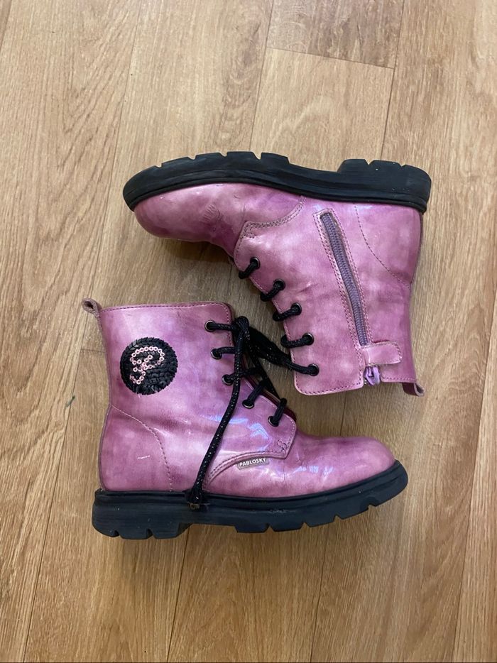 Bottines à lacets roses T.29 - photo numéro 4