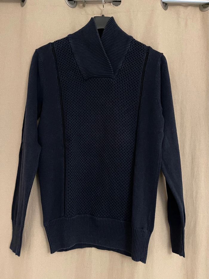 Pull bleu marine en coton - H&M - T.M - photo numéro 2