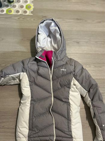 Veste ski rose blanche grise