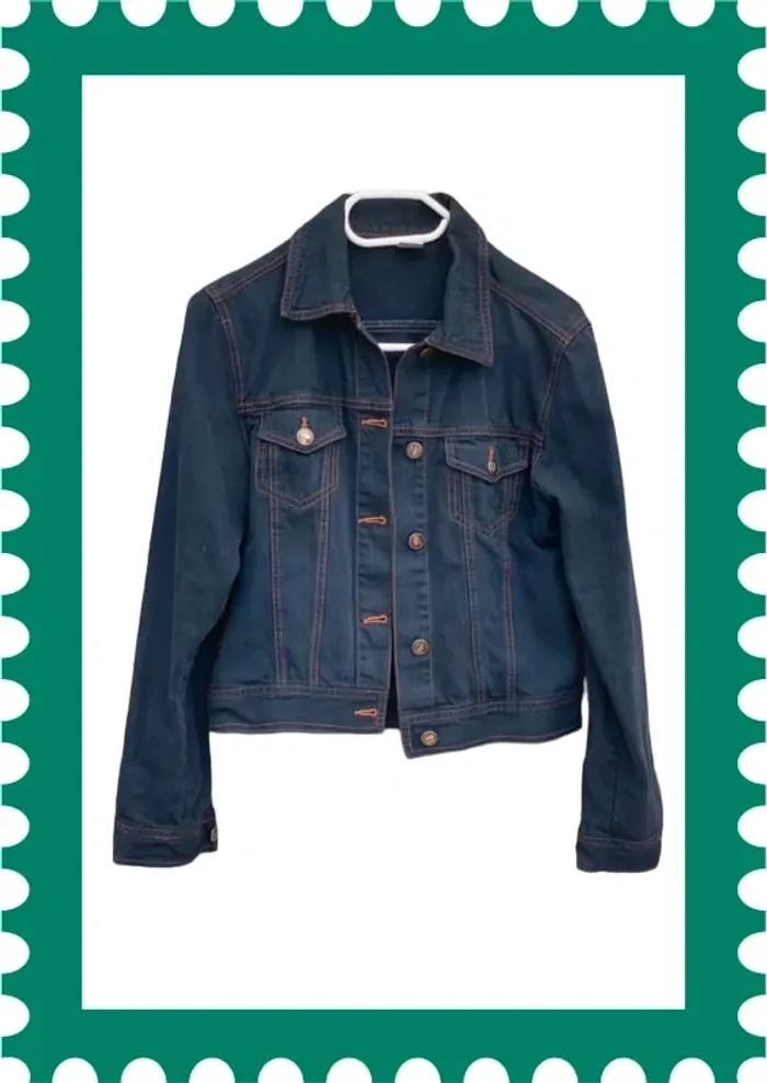 Veste en jeans Camaïeu 38 brodée dos modèle unique - photo numéro 3