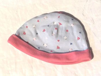 Bonnet Bleu Petites Fleurs Cœurs Bandeau Inférieur Rose Vêtement Accessoire Petits Enfants Bébés