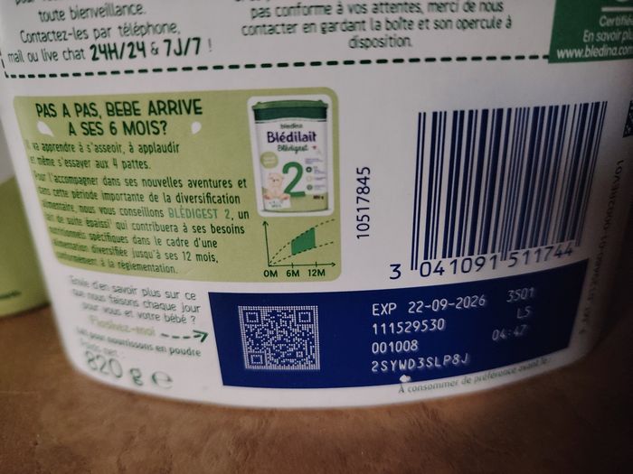 2 boîtes de lait Bledilait 1 age - photo numéro 2