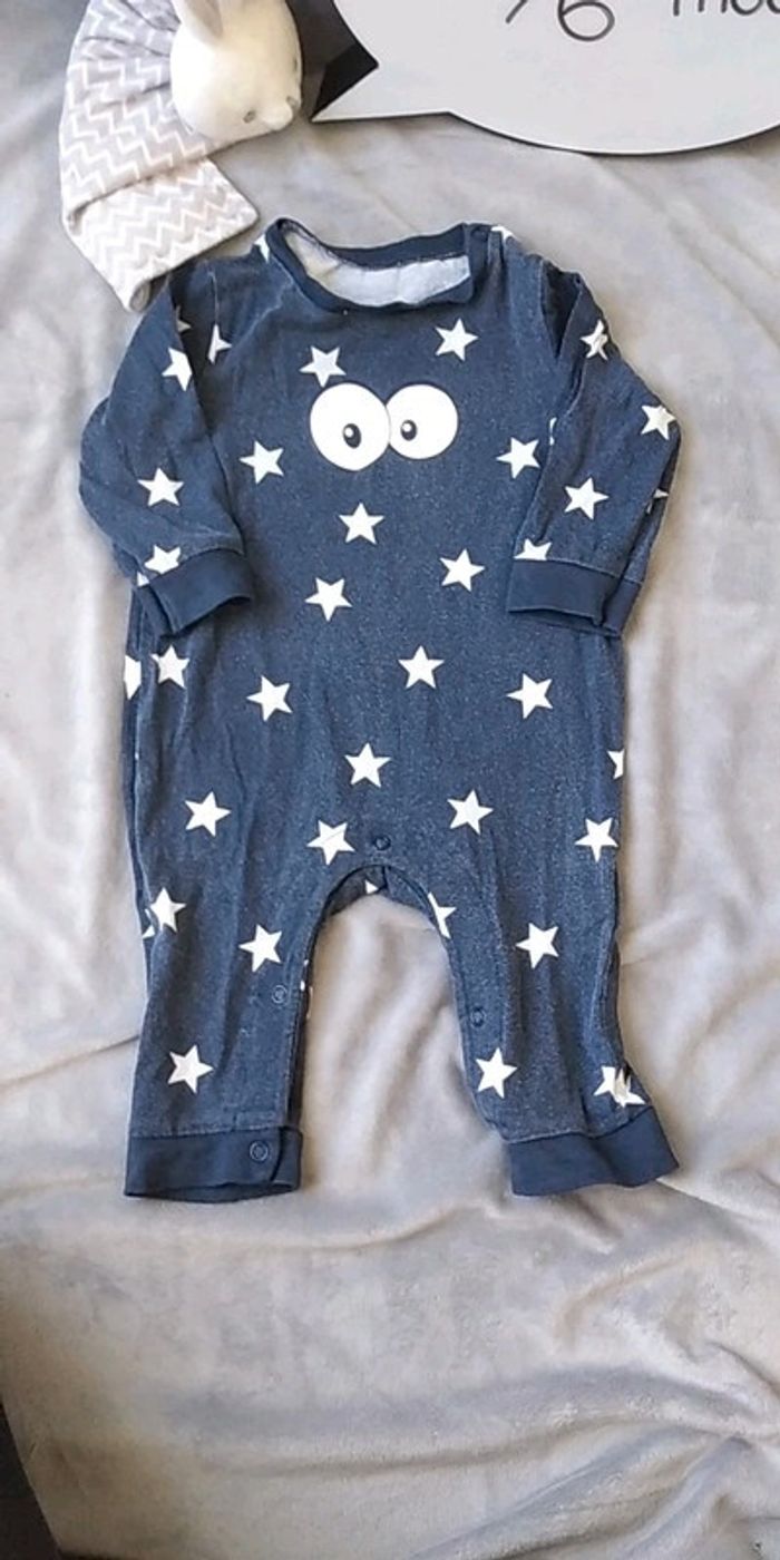 Pyjama grenouillère sans pieds combinaison léger été Mixte 3/6 mois étoiles - photo numéro 2