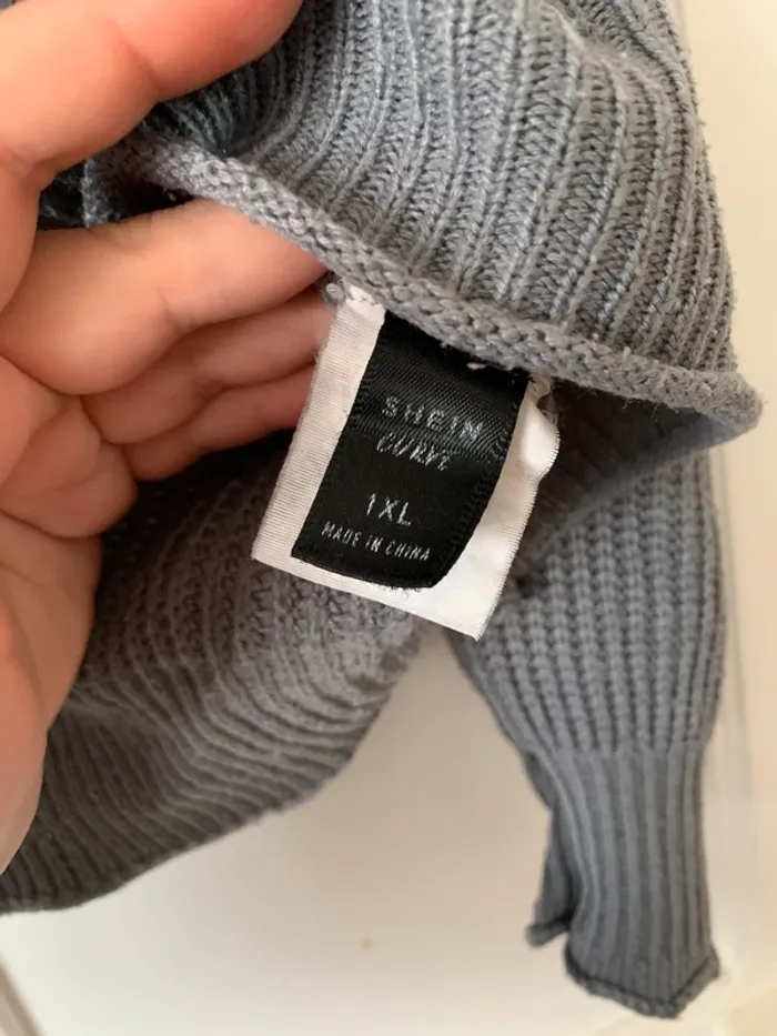 Pull à col roulé maille gris femme - Taille XL Shein Curve - photo numéro 3