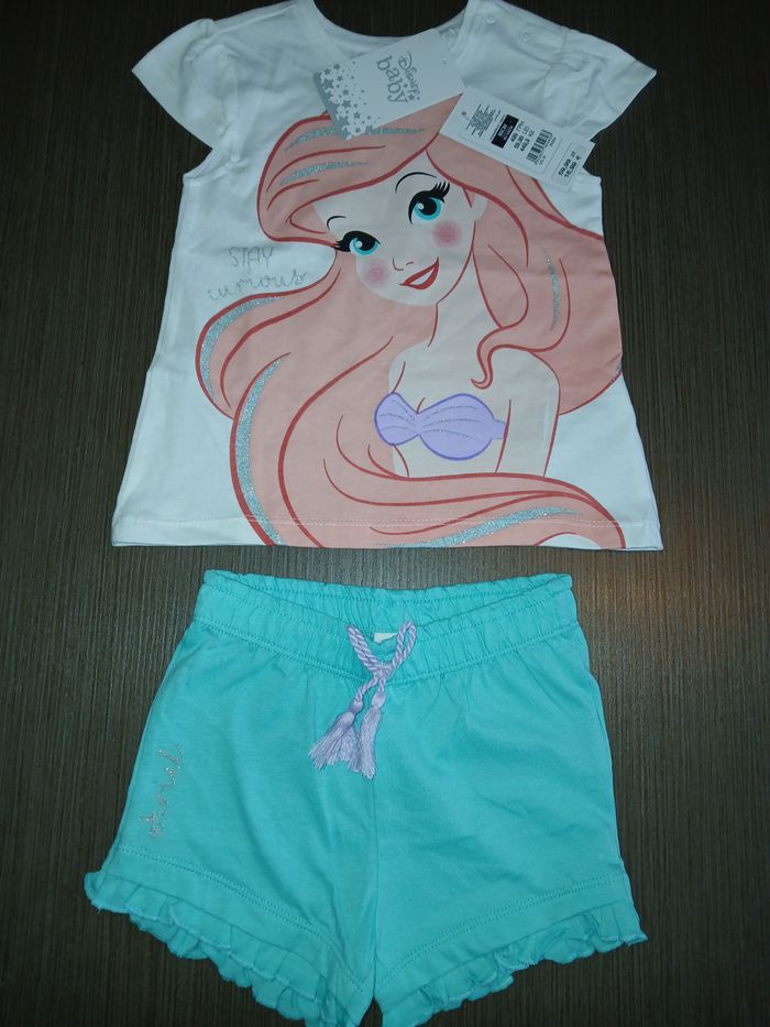 ensemble tee shirt short arielle la petite sirene disney 86 cm 23 mois - photo numéro 1
