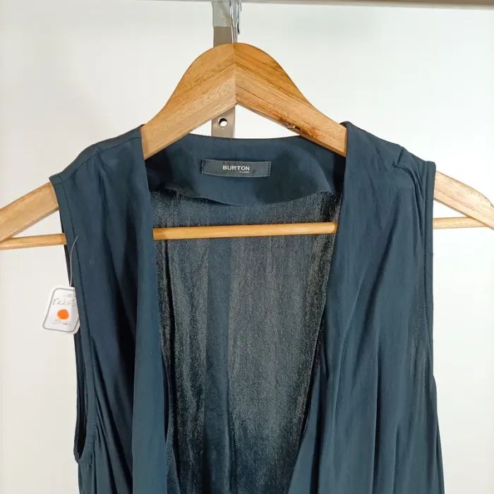 Gilet fluide sans manches Burton of London taille 40 bleu marine 100 % viscose ceinture A1289 - photo numéro 2