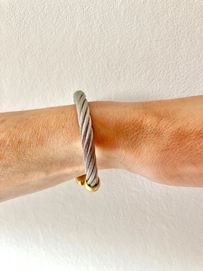 Bracelet torsadé et rigide, argenté et doré - photo numéro 4