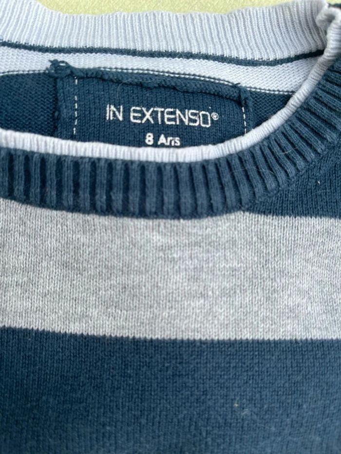 Pull style marin bleu blanc gris in extenso taille 8 ans - photo numéro 3