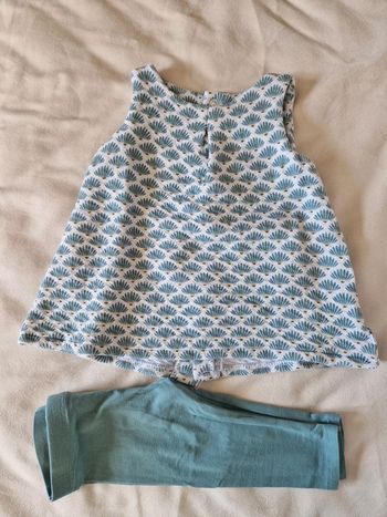 Robe chasuble + leggings vert 6 mois