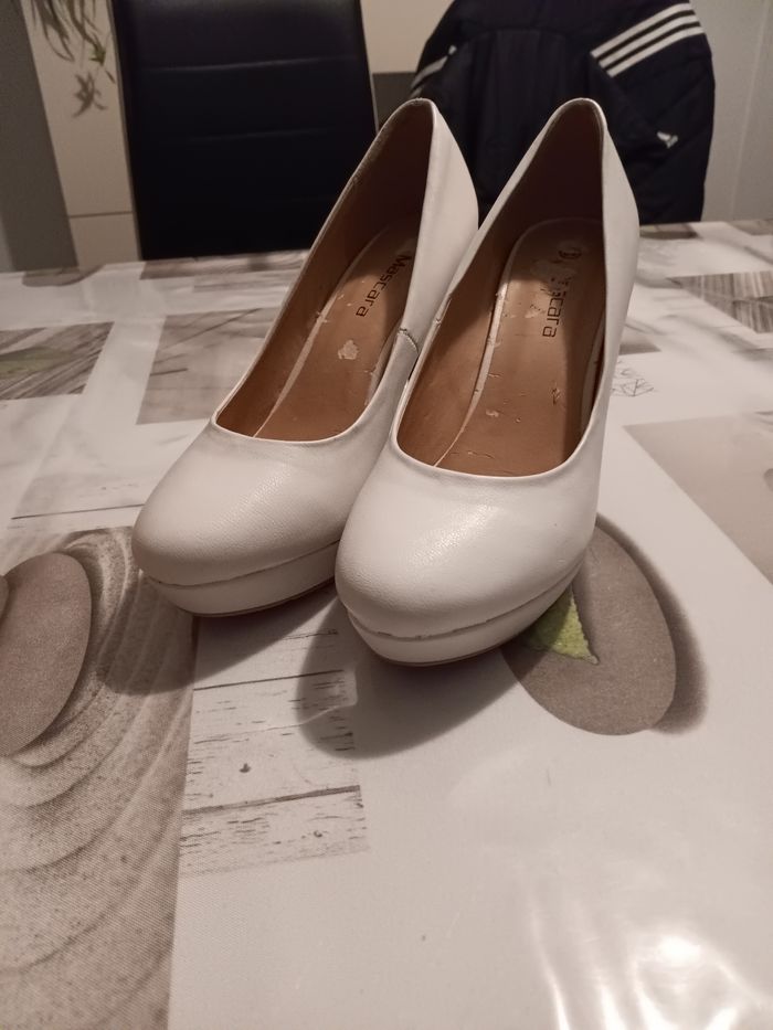 Escarpins blancs plate-forme - photo numéro 2