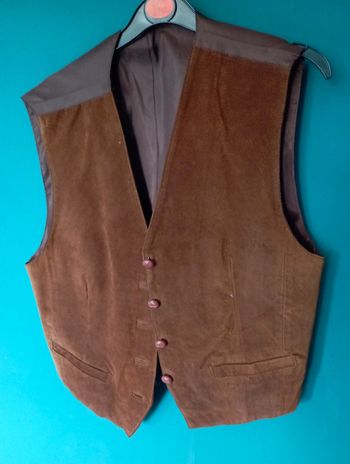 Gilet costume femme croûte porc marron foncé