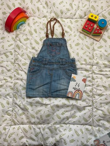 robe salopette en jean bleu tape à l'oeil 23 mois taille réglable