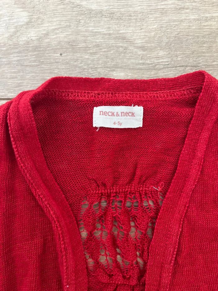 4/5 ans - gilet rouge fine maille neck@neck - photo numéro 2