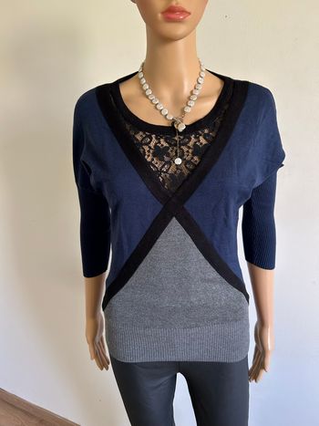 Pull bleu marine et gris Morgan taille XS excellent état 