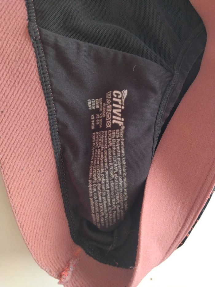 Brassière de sport noire et rose taille XS - photo numéro 3