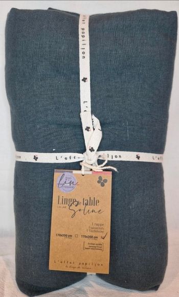 Nappe de table “Soline” – Lin lavé – Ardoise – 170x350 cm