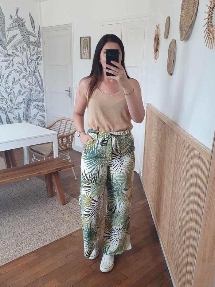 Top Prague beige camel effet lin Taille L - photo numéro 2