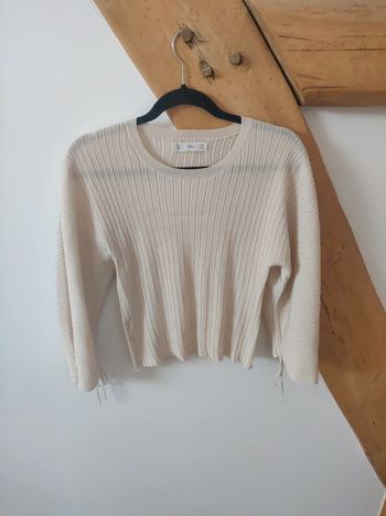 Haut court manches amples beige basic MNG taille M