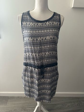 Robe blanche et bleue ethnique aztèque T36 S