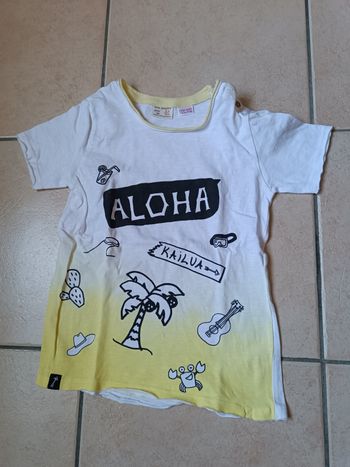Tee shirt jaune et blanc  Hawaï Zara 4  ans