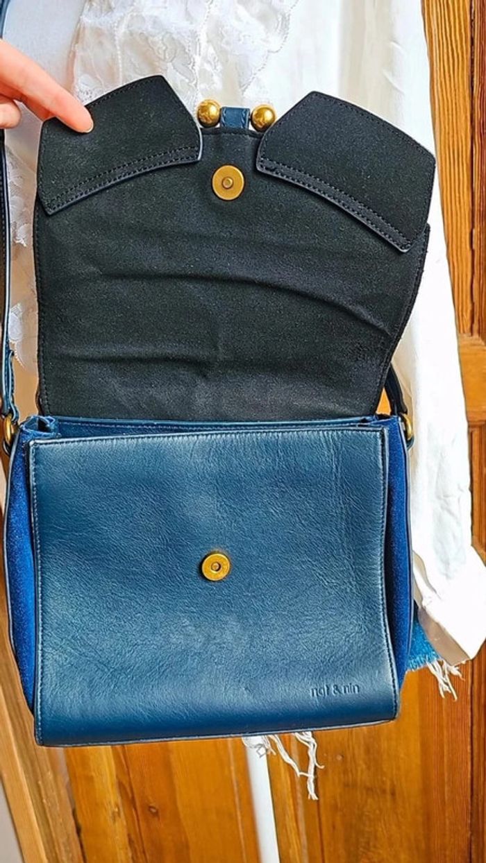 Sac en cuir Nat & Nin marine à bandoulière - photo numéro 3