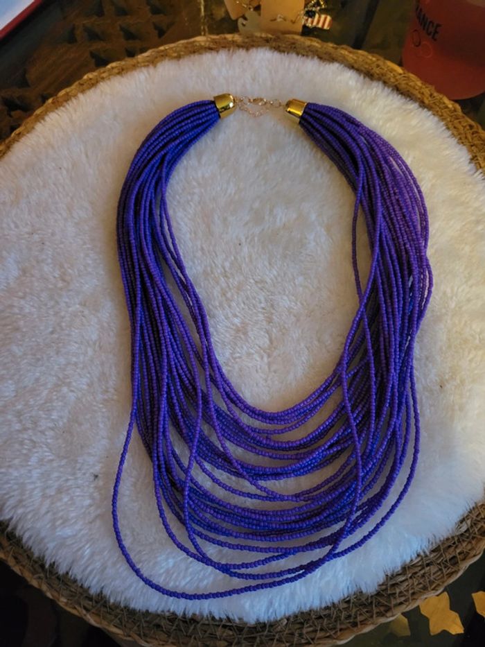 Collier multirangs vintage violet - photo numéro 8