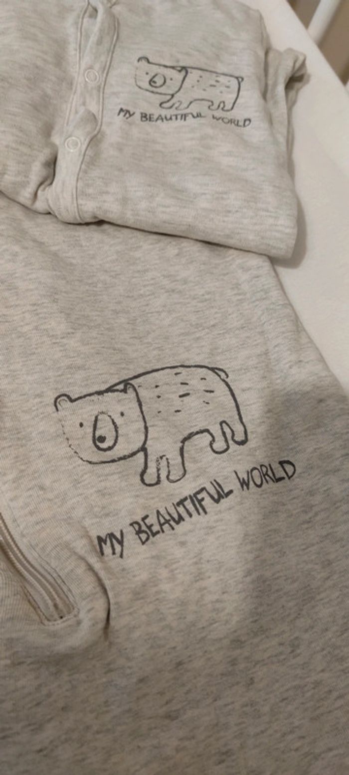 Lot gigoteuse et pyjama assorti ours 6/9 mois - photo numéro 3