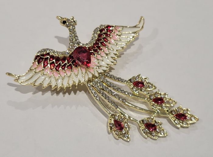 BROCHE PHENIX ROSE FONCE STRASS ! NEUF ! - photo numéro 4