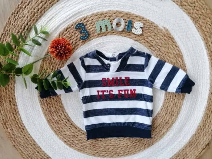 Sweat à rayures - Baby by Gémo - 3 mois