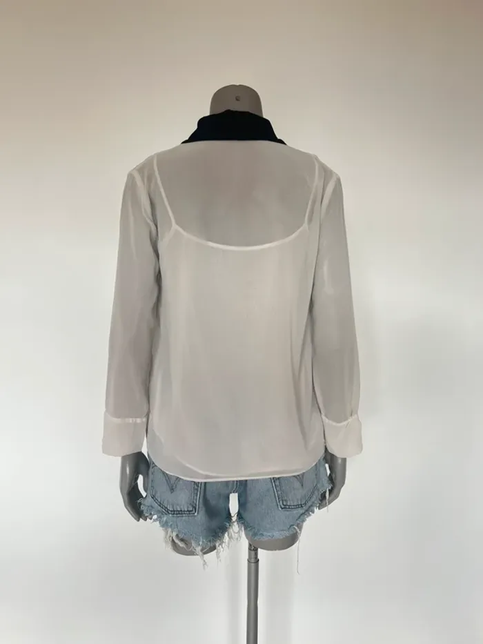 Blouse Zara noire et blanche - Taille S - photo numéro 2