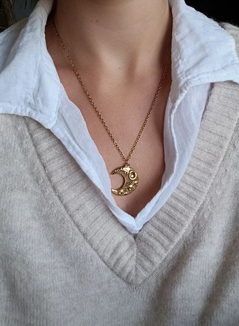Collier en acier inoxydable lune