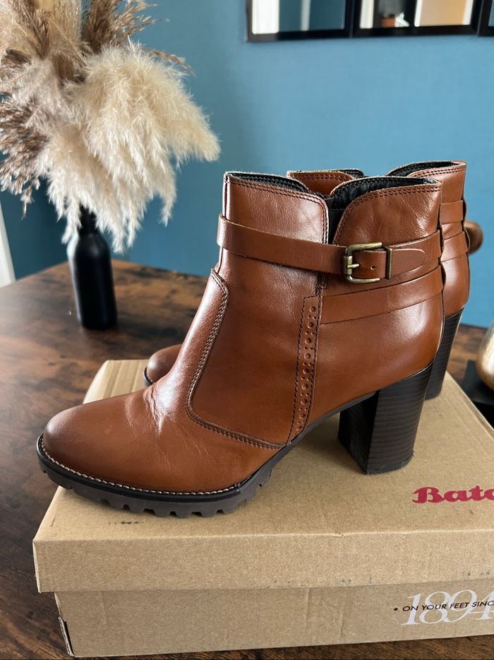 Boots bottines à talon marron en cuir ATELIERS MÉGIS pointure 40 - photo numéro 6