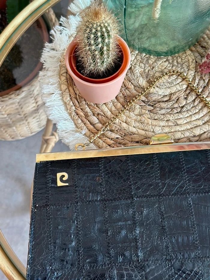 Magnifique pochette vintage Pierre Cardin en cuir reptile des années 1970 - photo numéro 2