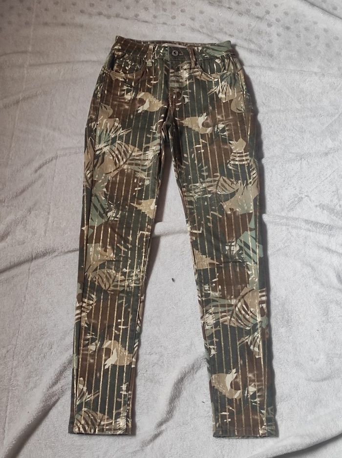 Pantalon décontractée kaki / or taille XS - photo numéro 2