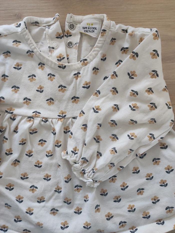 Lot Robe maille et tee shirt manches longues - 12 mois - Comme neuf - photo numéro 2