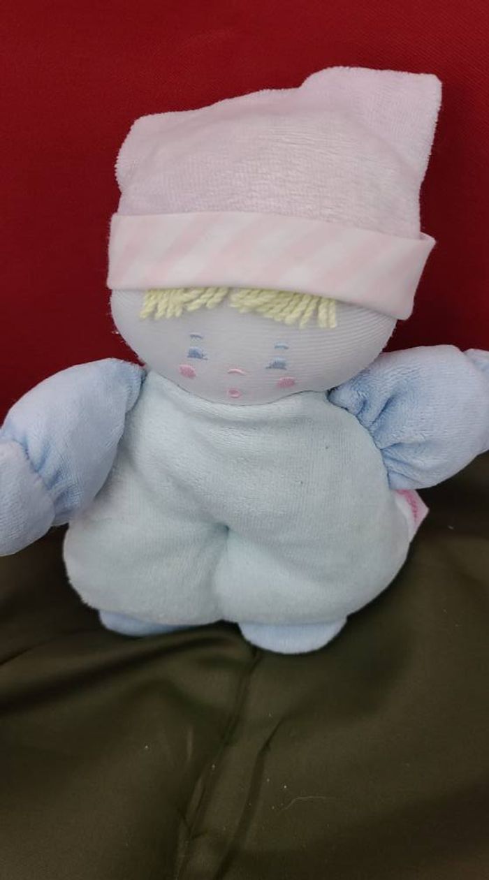 Doudou hochet lutin bébé bleu rose BABI COROLLE - photo numéro 3