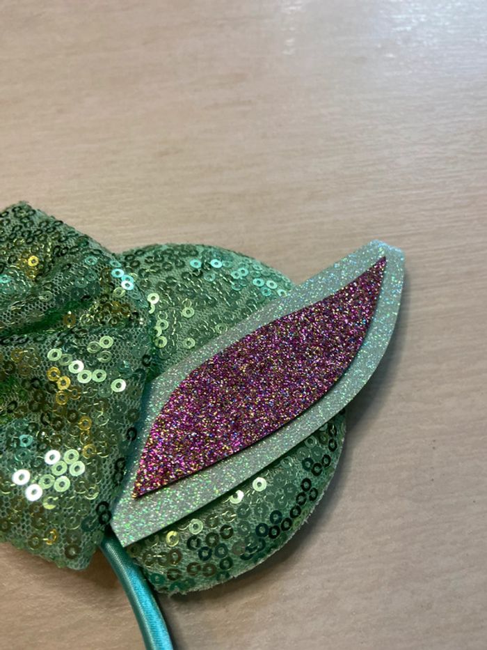 Serre tête oreille de bébé yoda à sequins,paillettes - photo numéro 4