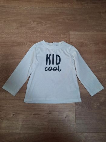 T-shirt manches longues blanc 23 mois – motif “Kid Cool”