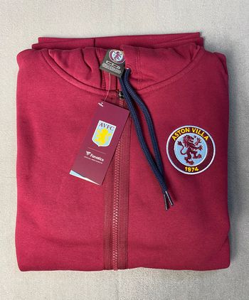 Aston Villa FC - Sweat capuche zippé brodé réglable Full-zip hoodie NЕUF (prix normal: 54eur)