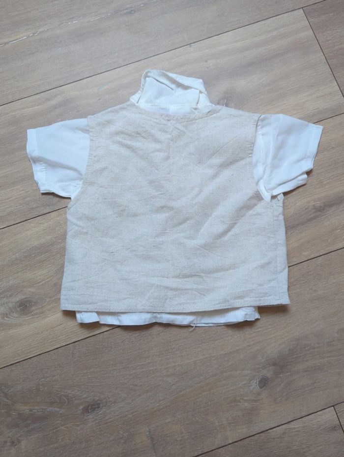 Haut cérémonie vintage chemise et veston en lin 12 mois - photo numéro 7